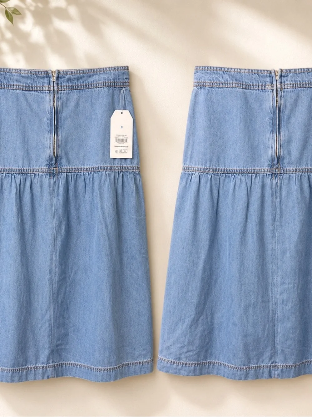 Time and Tru Light Blue Denim Tiered Midi Skirt READ DESCRIPTION